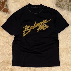 BALMAIN Signature T-Shirt Black/Gold - Medium